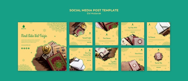 Free PSD instagram posts collection for eid mubarak