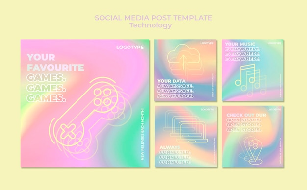 Free PSD instagram posts collection for electronic technology