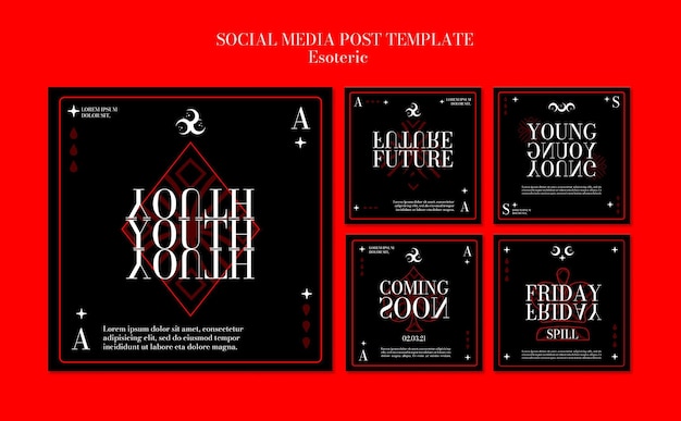 Free PSD instagram posts collection for esoteric mysticism