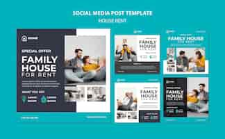 Free PSD instagram posts collection for family house renting