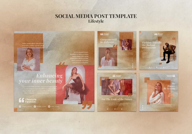 Instagram posts collection for fashion style and trends Free PSD Download