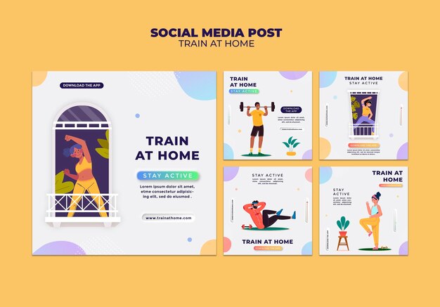 Instagram posts collection for fitness training at home