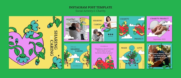 無料PSD チャリティープロジェクトのinstagram投稿集