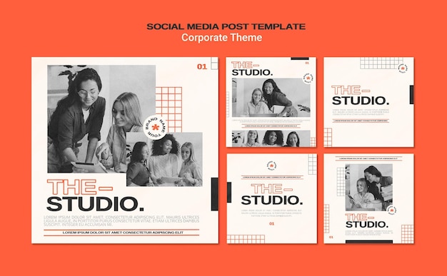 무료 PSD 기업 스튜디오 용 instagram 게시물 모음