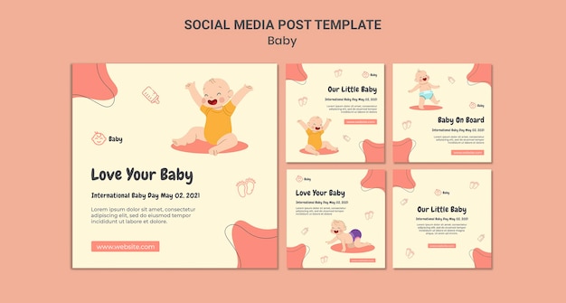 無料PSD instagramは国際的な赤ちゃんの日のコレクションを投稿します