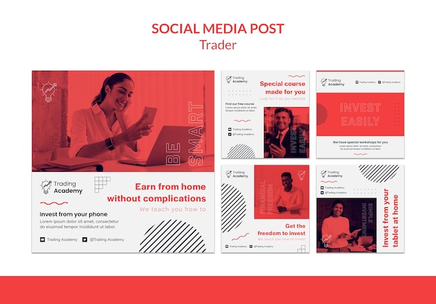 無料PSD instagramは投資トレーダーの職業のためのコレクションを投稿します
