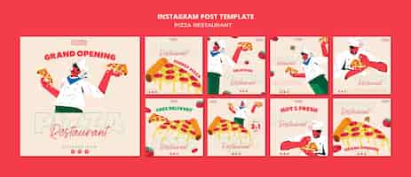 無料PSD ピザレストランのinstagram投稿コレクション