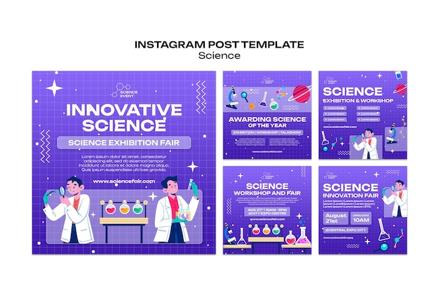 무료 PSD 과학 및 실험을 위한 instagram 게시물 모음