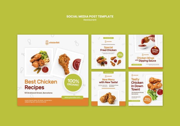 Instagram posts collection for fried chicken dish restaurant