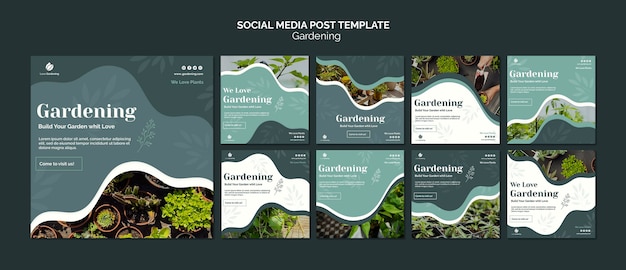 Free PSD instagram posts collection for gardening