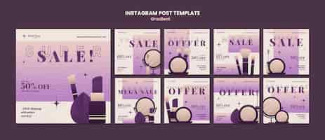 Free PSD instagram posts collection in gradient tone