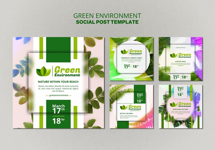 Free PSD instagram posts collection for green environment