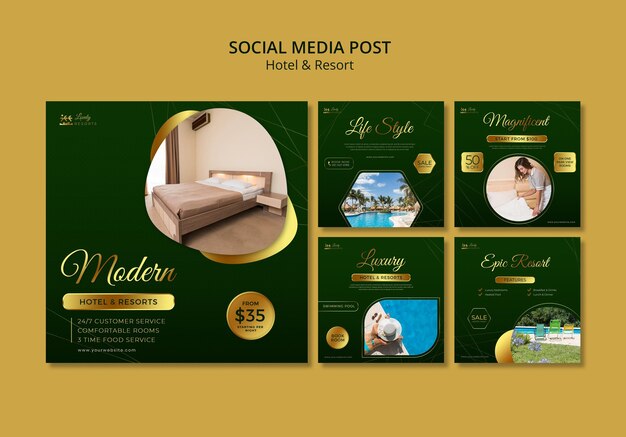 Raccolta di post su Instagram per hotel e resort