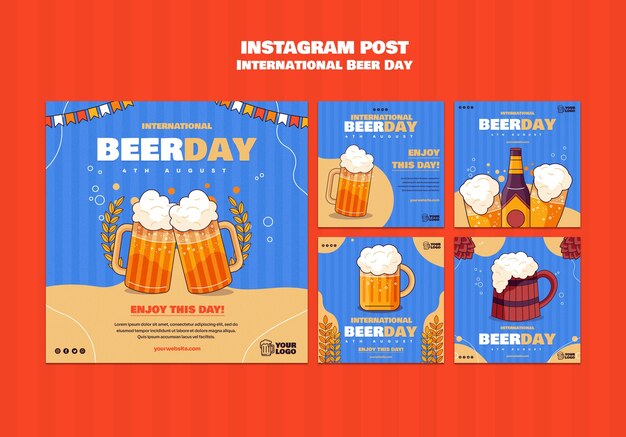 Instagram posts collection for international beer day celebration