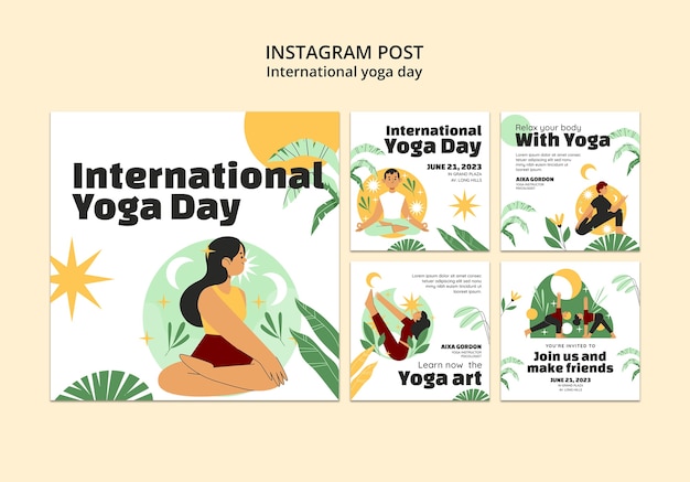 Instagram posts collection for international yoga day celebration