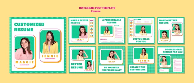 Free PSD instagram posts collection for job resume