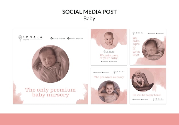 Free PSD instagram posts collection for kids daycare