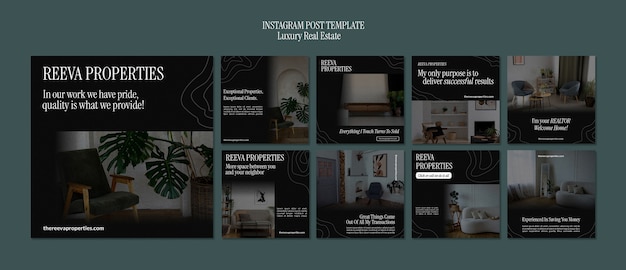 Free PSD instagram posts collection for luxury real estate