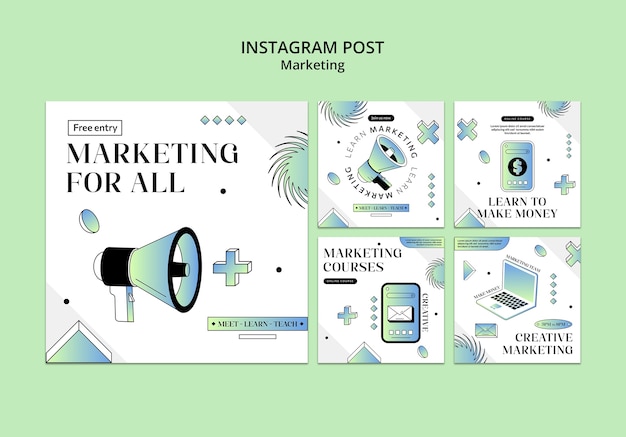 Free PSD instagram posts collection for marketing company