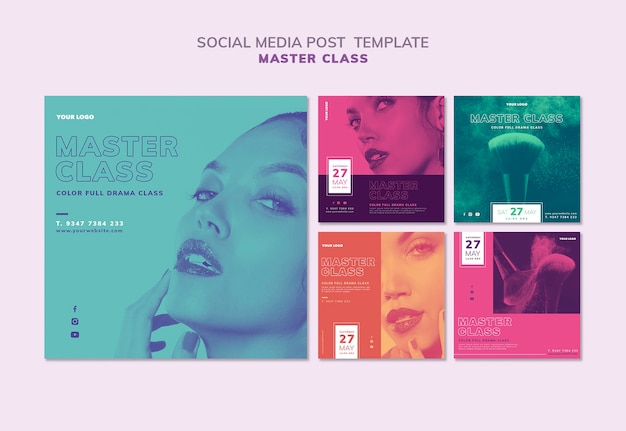 PSD gratuito raccolta di post su instagram per masterclass