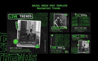 Free PSD instagram posts collection for maximalist trend