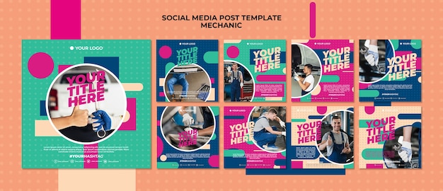 Free PSD instagram posts collection for mechanic