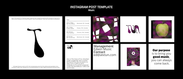 PSD gratuito raccolta di post di instagram per eventi musicali