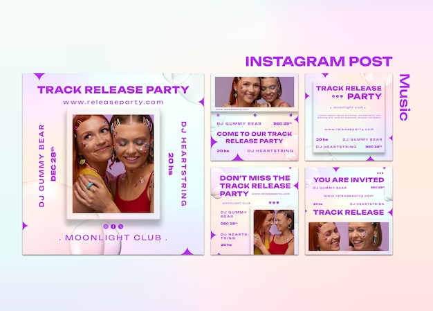 Free PSD instagram posts collection for music track release party