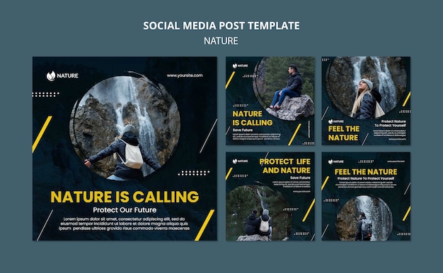 Free PSD instagram posts collection for nature protection and preservation