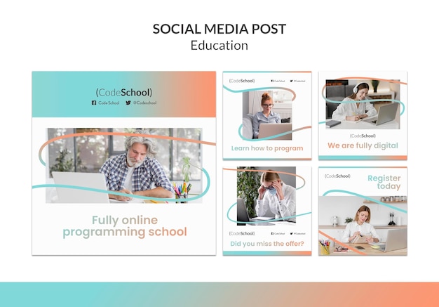 Raccolta di post su Instagram per la scuola di programmazione online