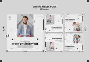 Free PSD instagram posts collection for productivity and life balance