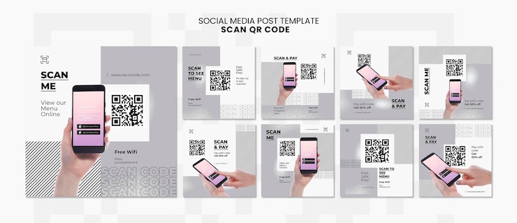 Free PSD instagram posts collection for qr code scanning with smartphone