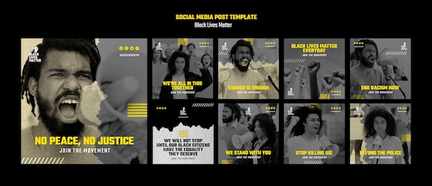 Free PSD instagram posts collection for racial discrimination