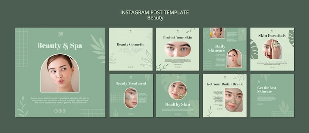 Free PSD instagram posts collection for skincare and beauty