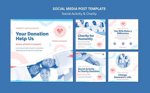 Instagram posts collection for social activity and charity