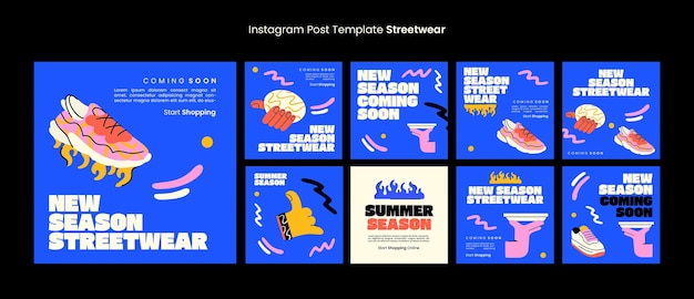 Raccolta di post su instagram per lo shopping di moda streetwear