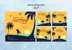 Free PSD instagram posts collection for surfing time