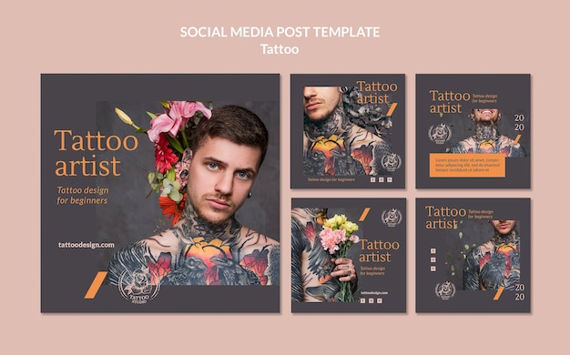 Free PSD instagram posts collection for tattoo artist