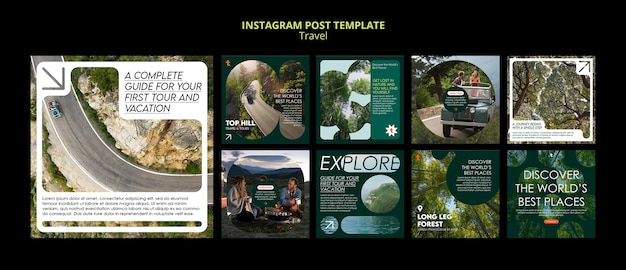 Free PSD instagram posts collection for traveling and adventure