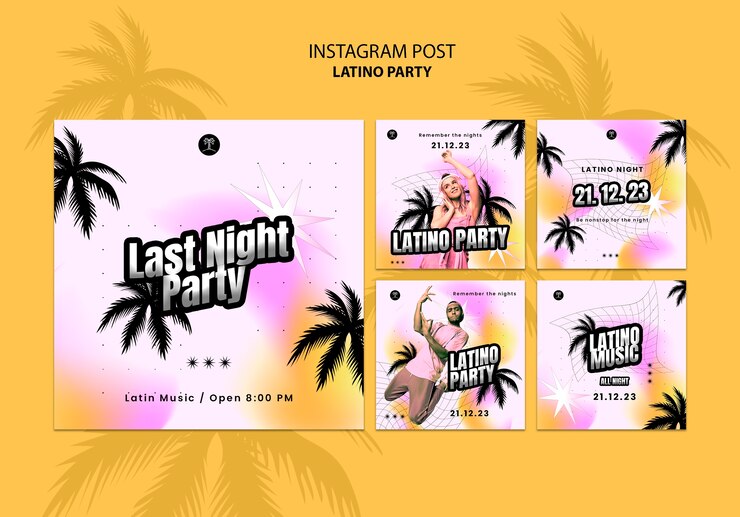 Free PSD instagram posts collection for tropical latino themed party