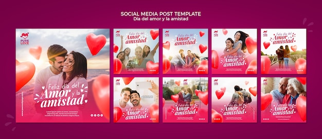 Raccolta di post di instagram per la celebrazione di san valentino