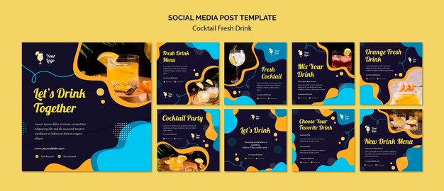 Instagram posts collection for variety of cocktails