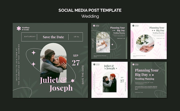 Raccolta di post di Instagram per il matrimonio