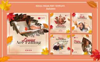 Free PSD instagram posts collection for welcoming autumn season