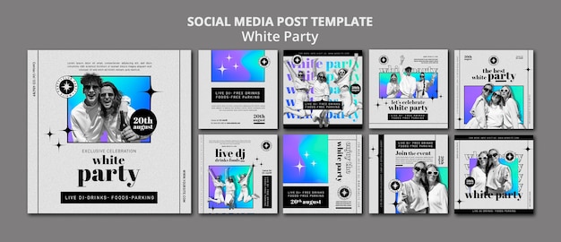ホワイトパーティーのためのInstagramの投稿コレクション