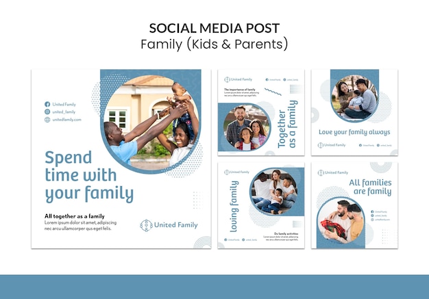 Free PSD instagram posts collection with family and children