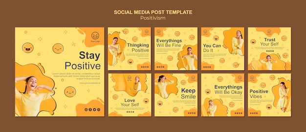 Free PSD instagram posts collection with stay positive