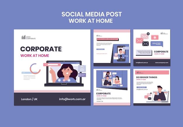 Instagram posts collection for working from home