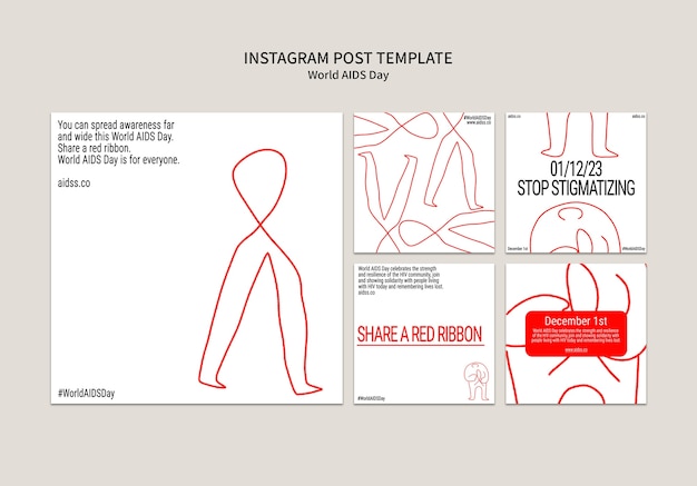 Free PSD instagram posts collection for world aids day awareness