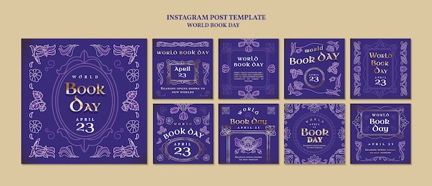 Free PSD instagram posts collection for world book day celebration